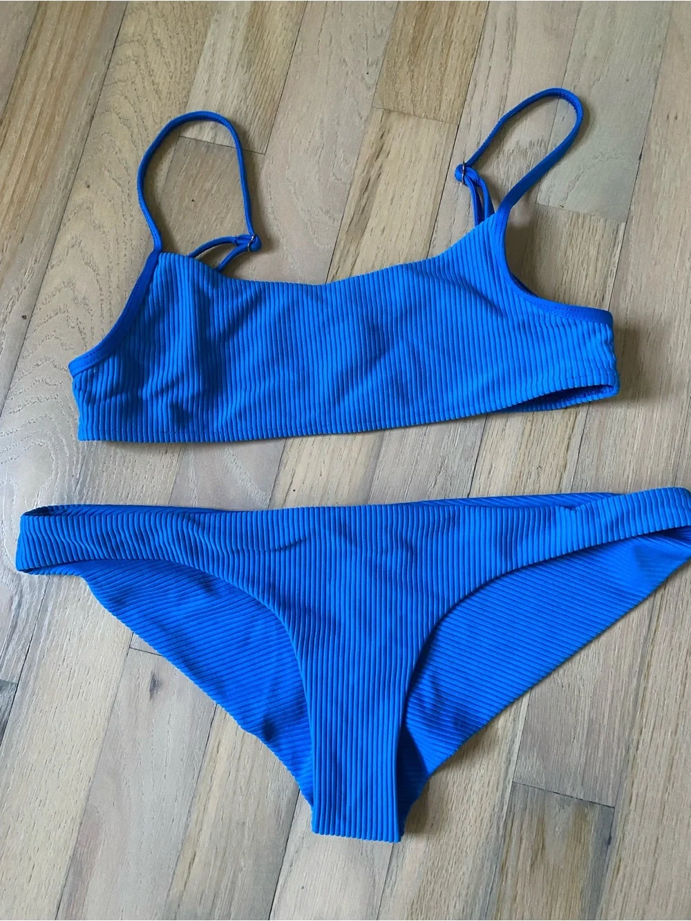 Frankie's Bikinis Ribbed Blue Bikini